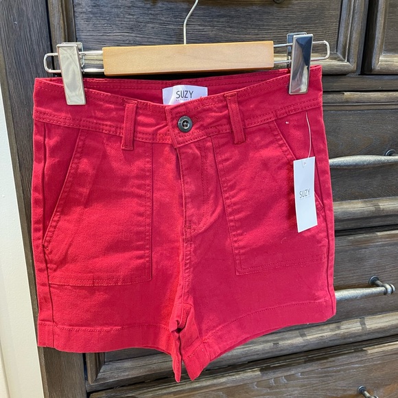 3 brand new short pants in size 1 in red-navy and jeans - Picture 2 of 11